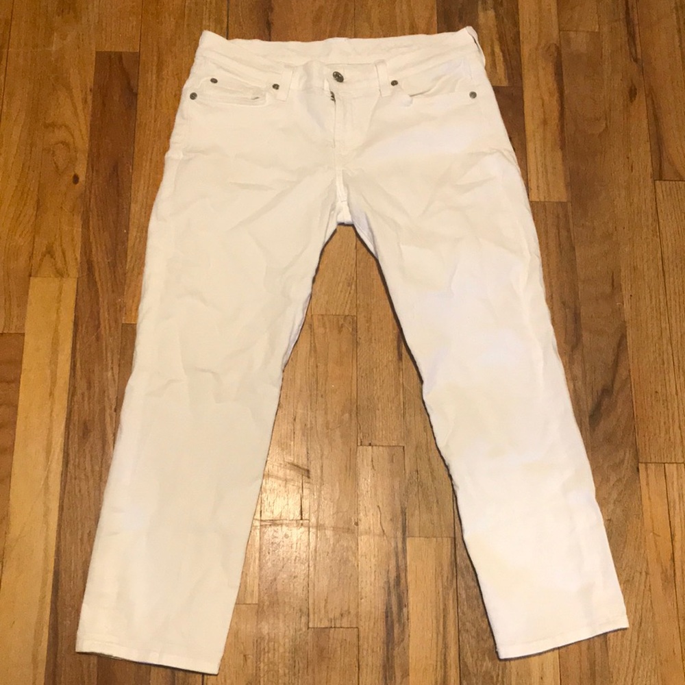 7 for all mankind 28 crop and roll white jeans